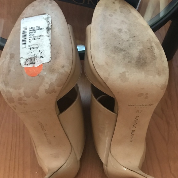 MANOLO BLAHNIK nude Ripta double-band mule slide - Picture 8 of 8